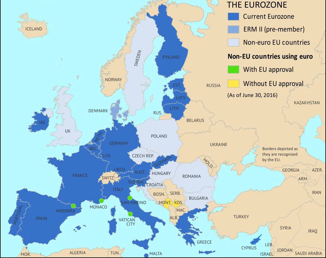 Eurozone gồm 19 quốc gia